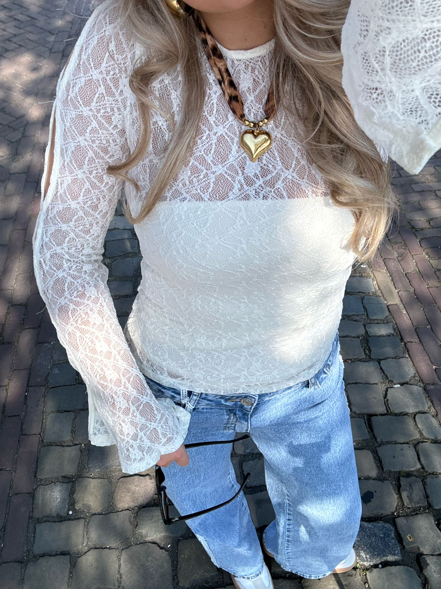 Open Sleeve Lace Top White - My Favourites