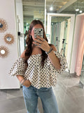 Polka Dot Off Shoulder Top White - My Favourites