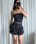 Polka Dot Stretchy Tube Top Black - My Favourites