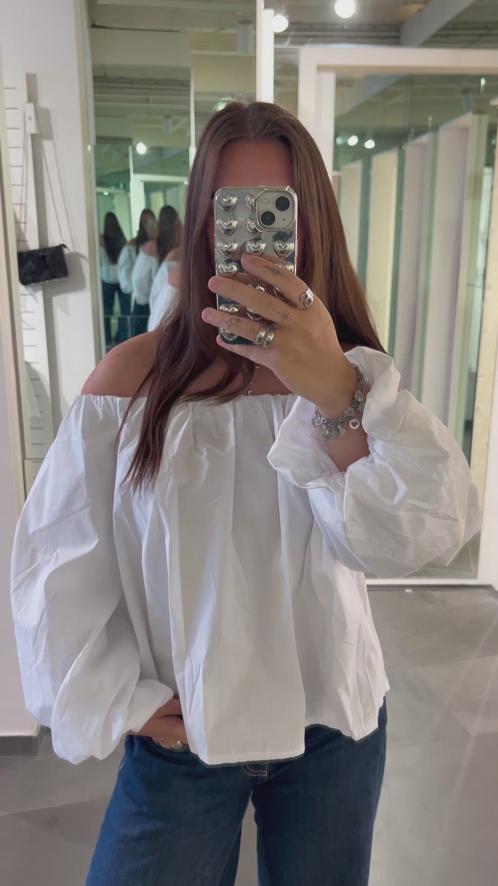 Puff Off Shoulder Blouse White