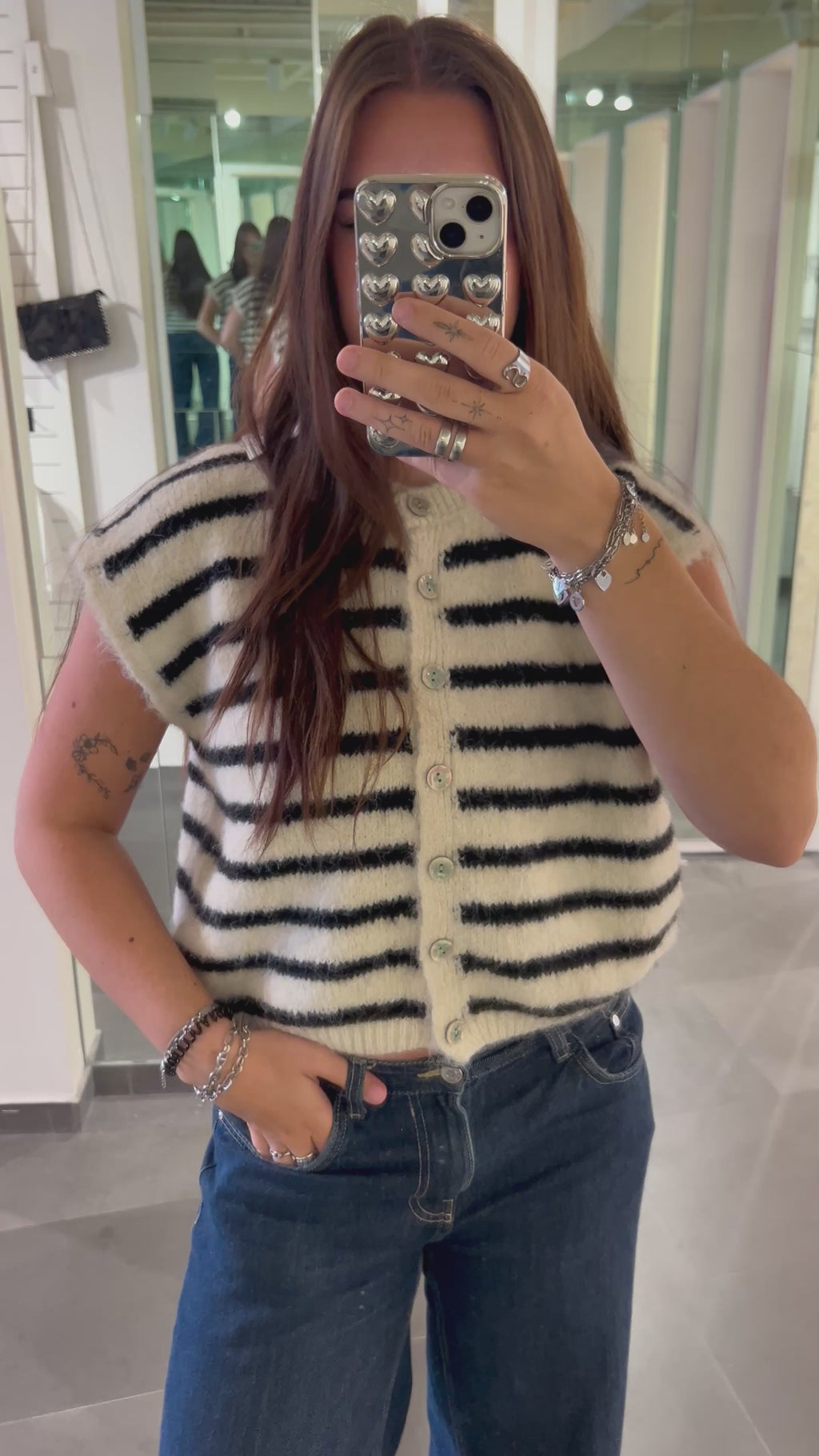 Cardigan Striped Black/White