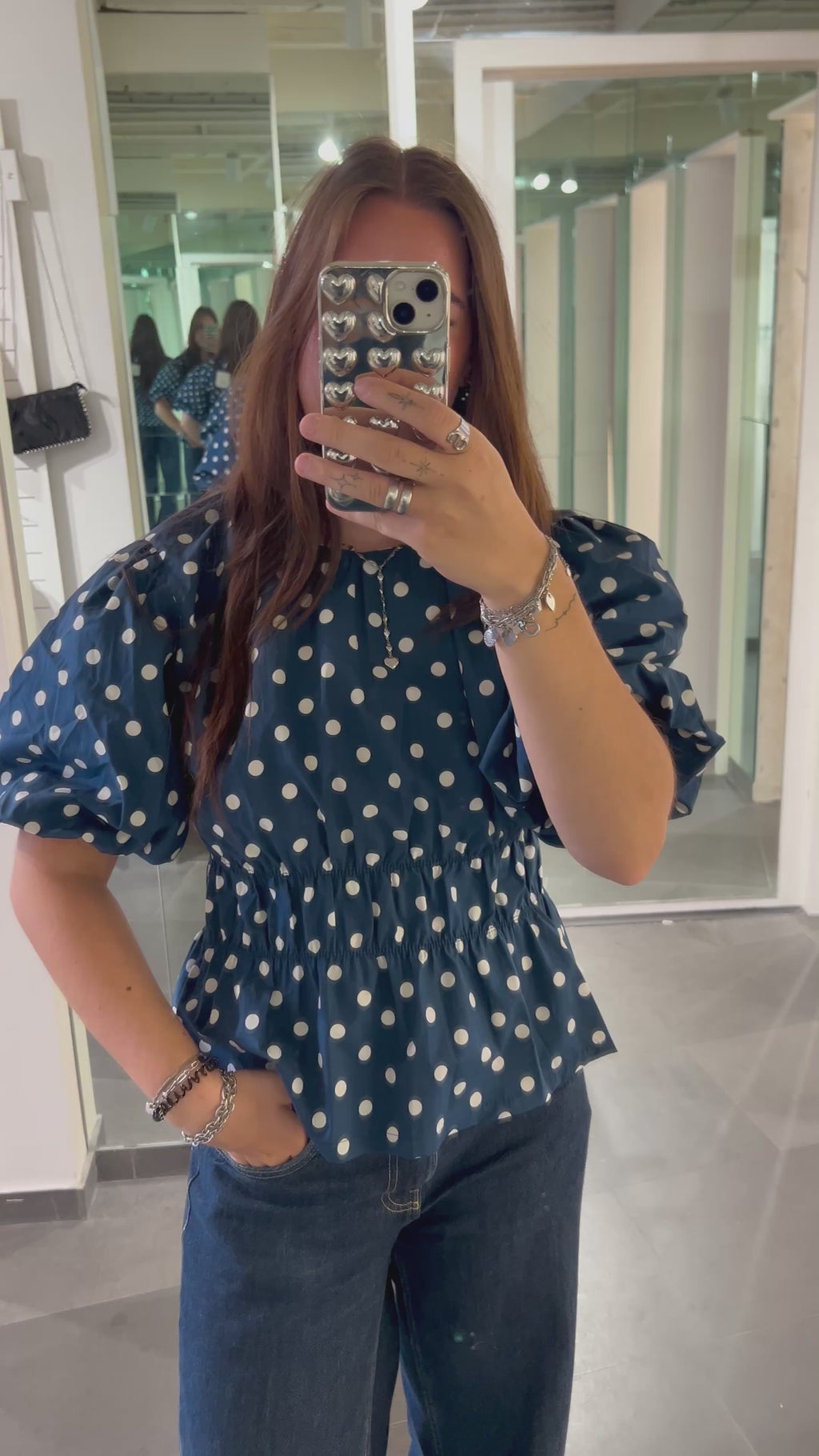 Dot Blouse Navy