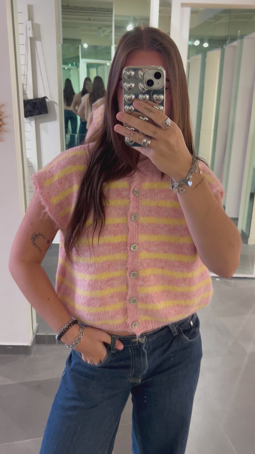 Cardigan Striped Pink/Yellow