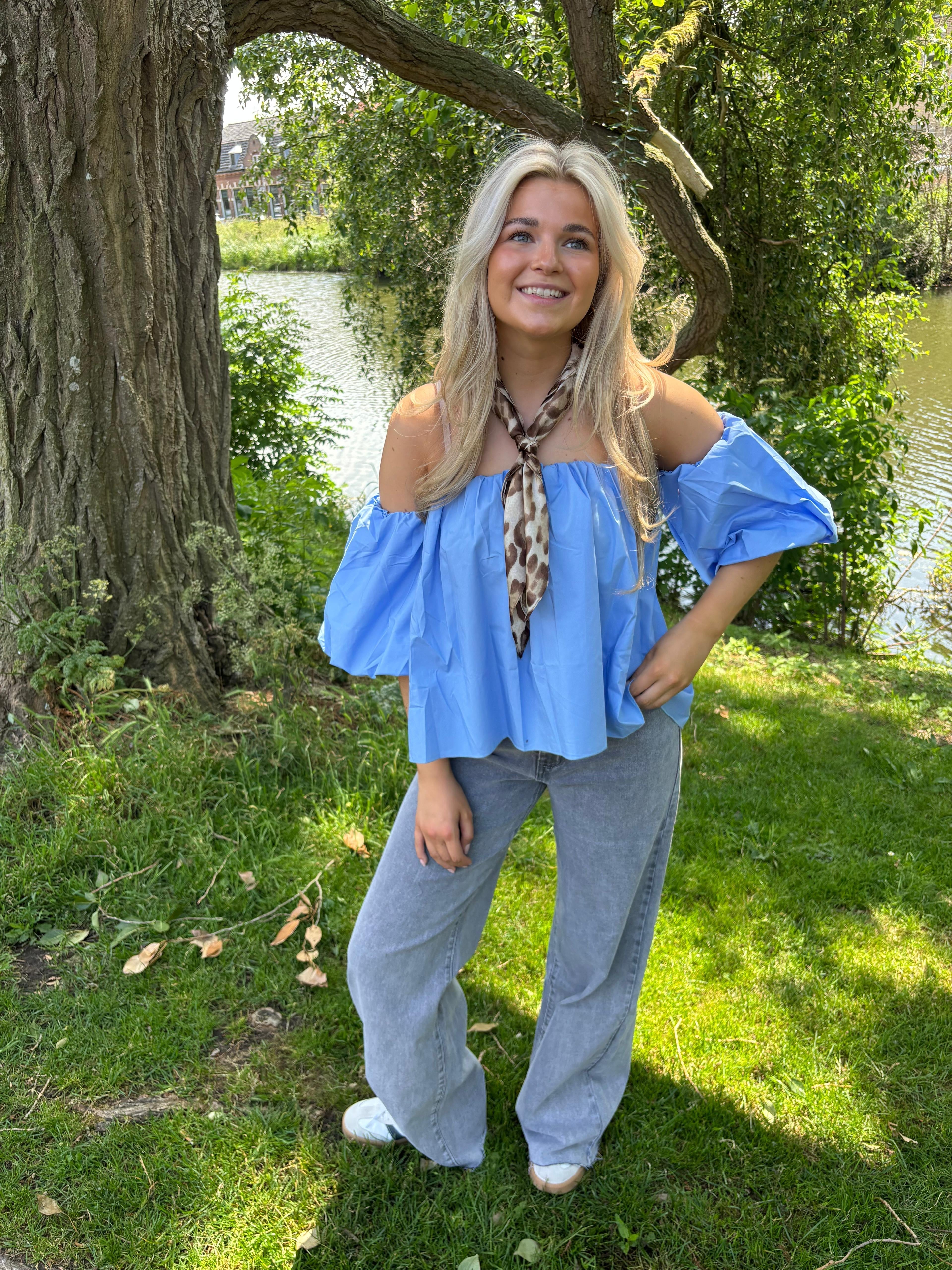 Puff Off Shoulder Top Blue - My Favourites