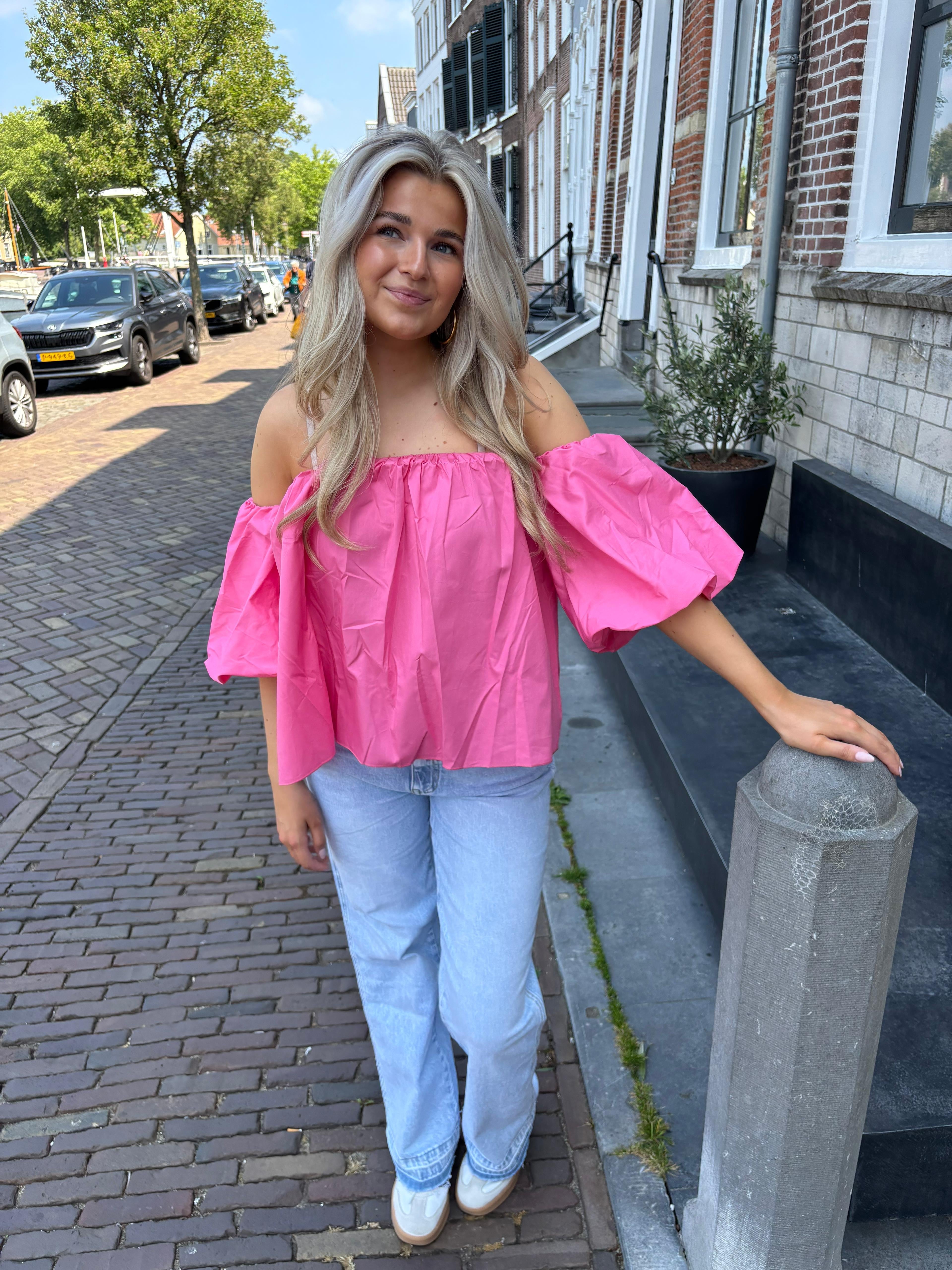 Puff Off Shoulder Top Pink - My Favourites