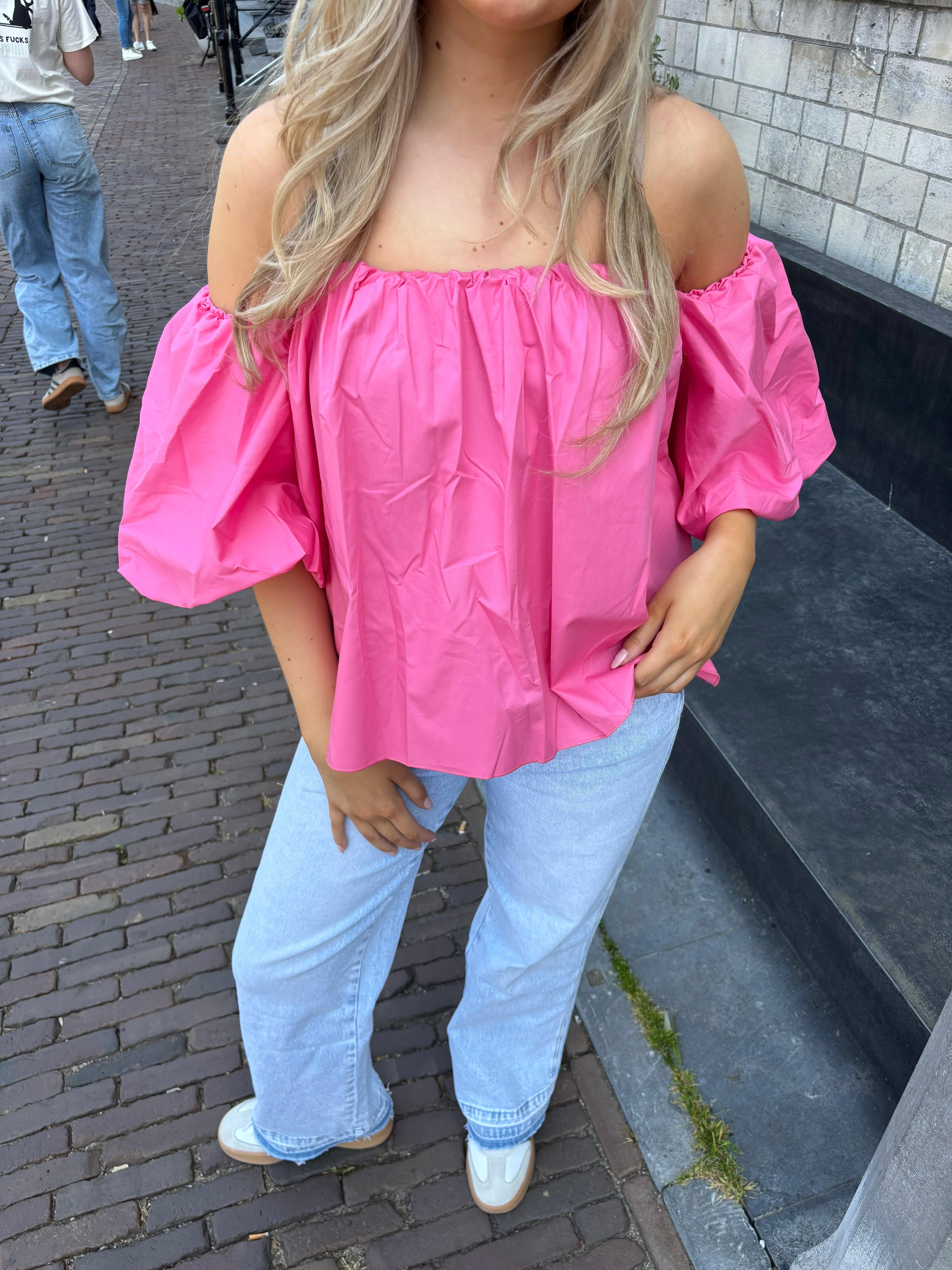 Puff Off Shoulder Top Pink - My Favourites