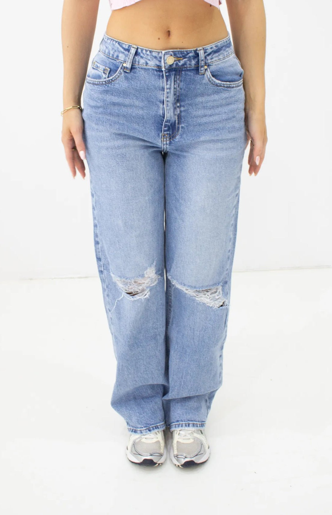 Rael Ripped Wide Leg Jeans -