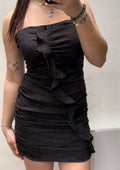 Ruffle dress black - My Favourites