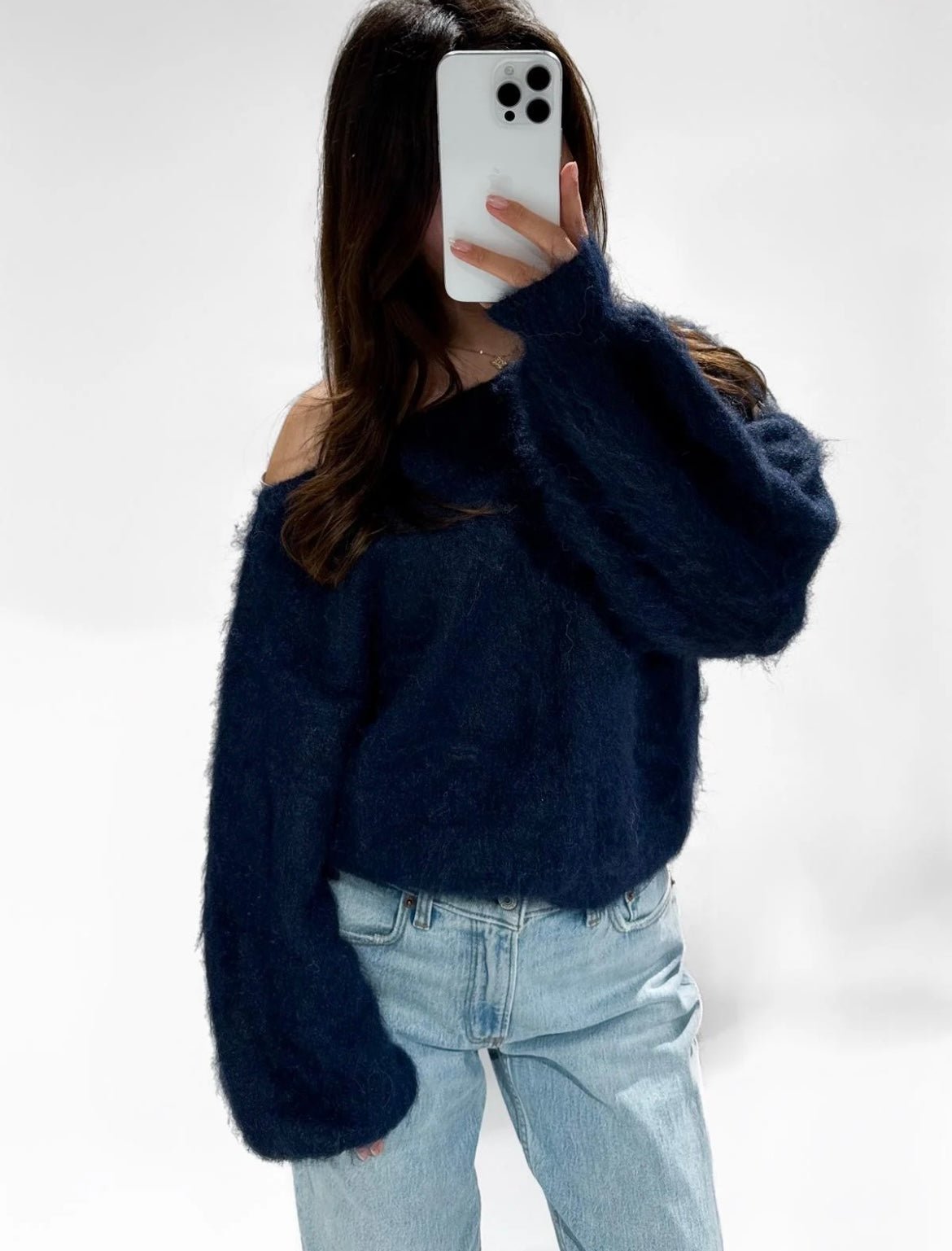 Sally Fluffy Sweater Navy - My Favourites