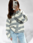 Sarah Cardigan Striped Grey - 