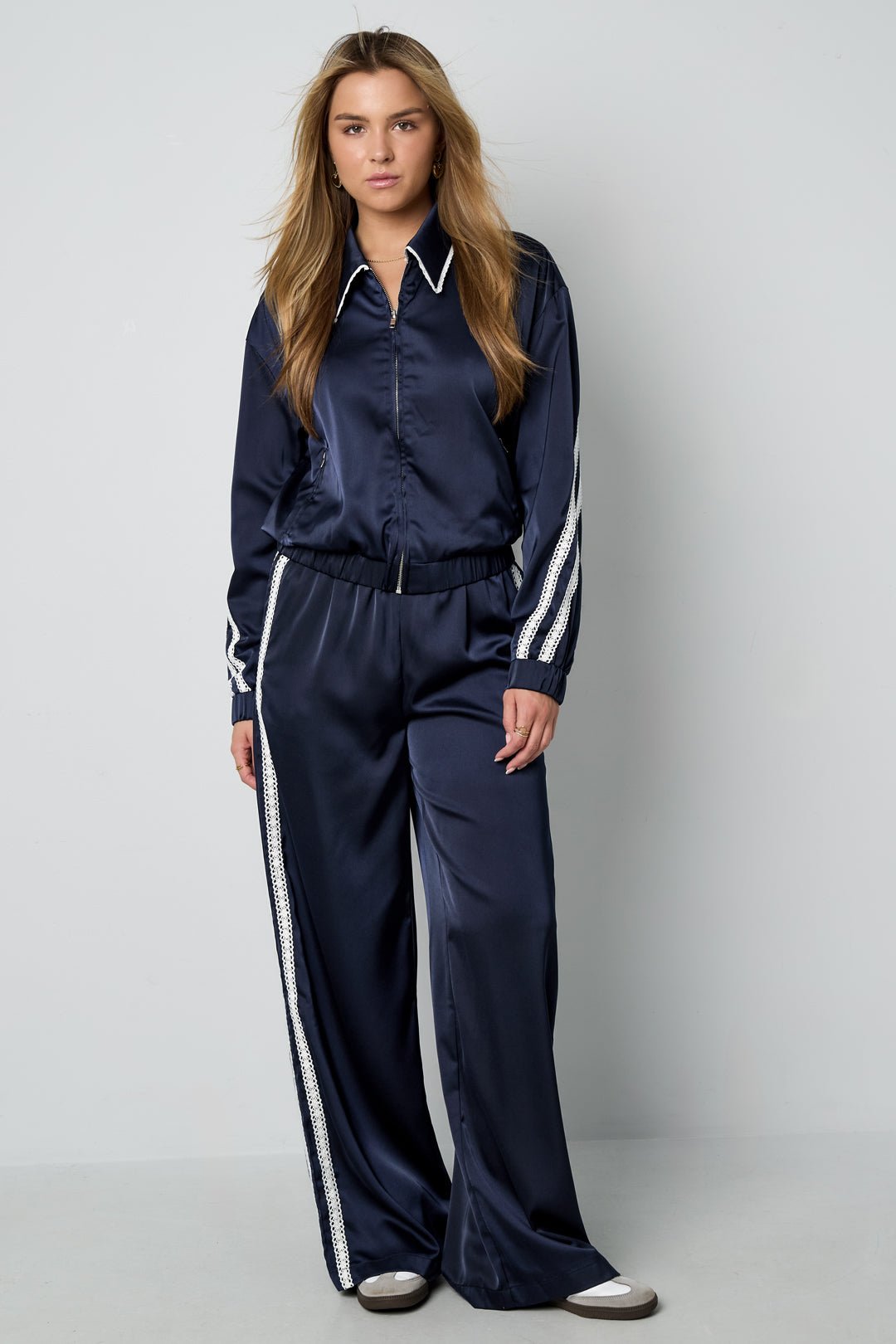 Satin Look Sporty Jacket Navy - My Favourites