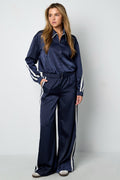 Satin Look Sporty Jacket Navy - My Favourites