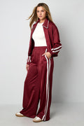 Satin Look Sporty Pants Burgundy - My Favourites