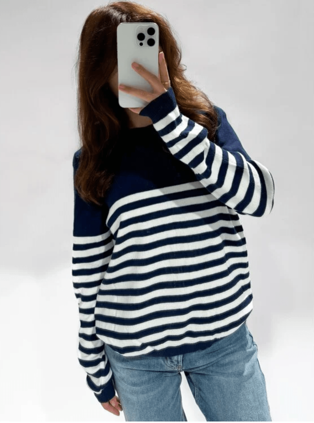 Selena Sweater Navy/White - My Favourites