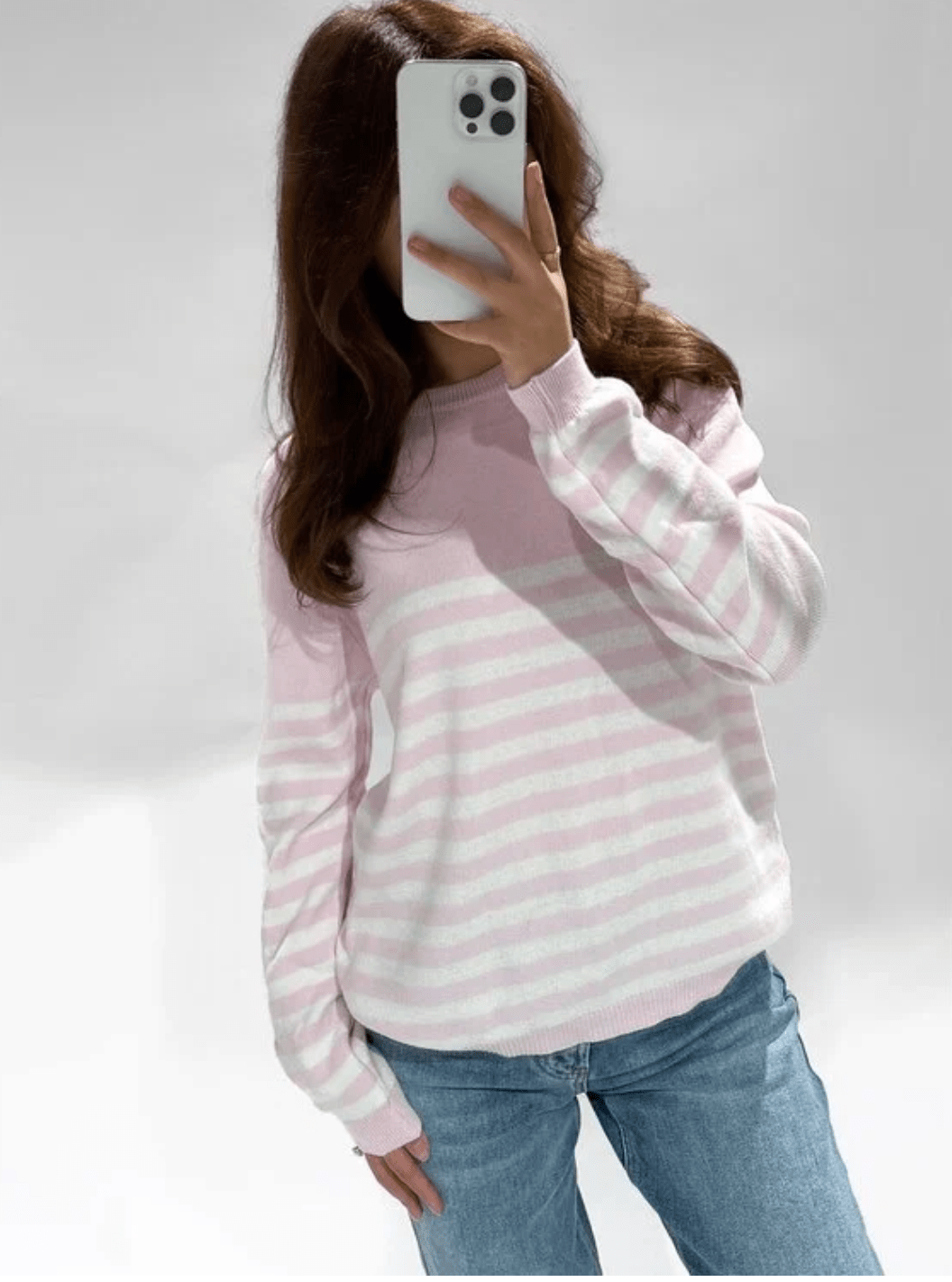 Selena Sweater Pink/White - 