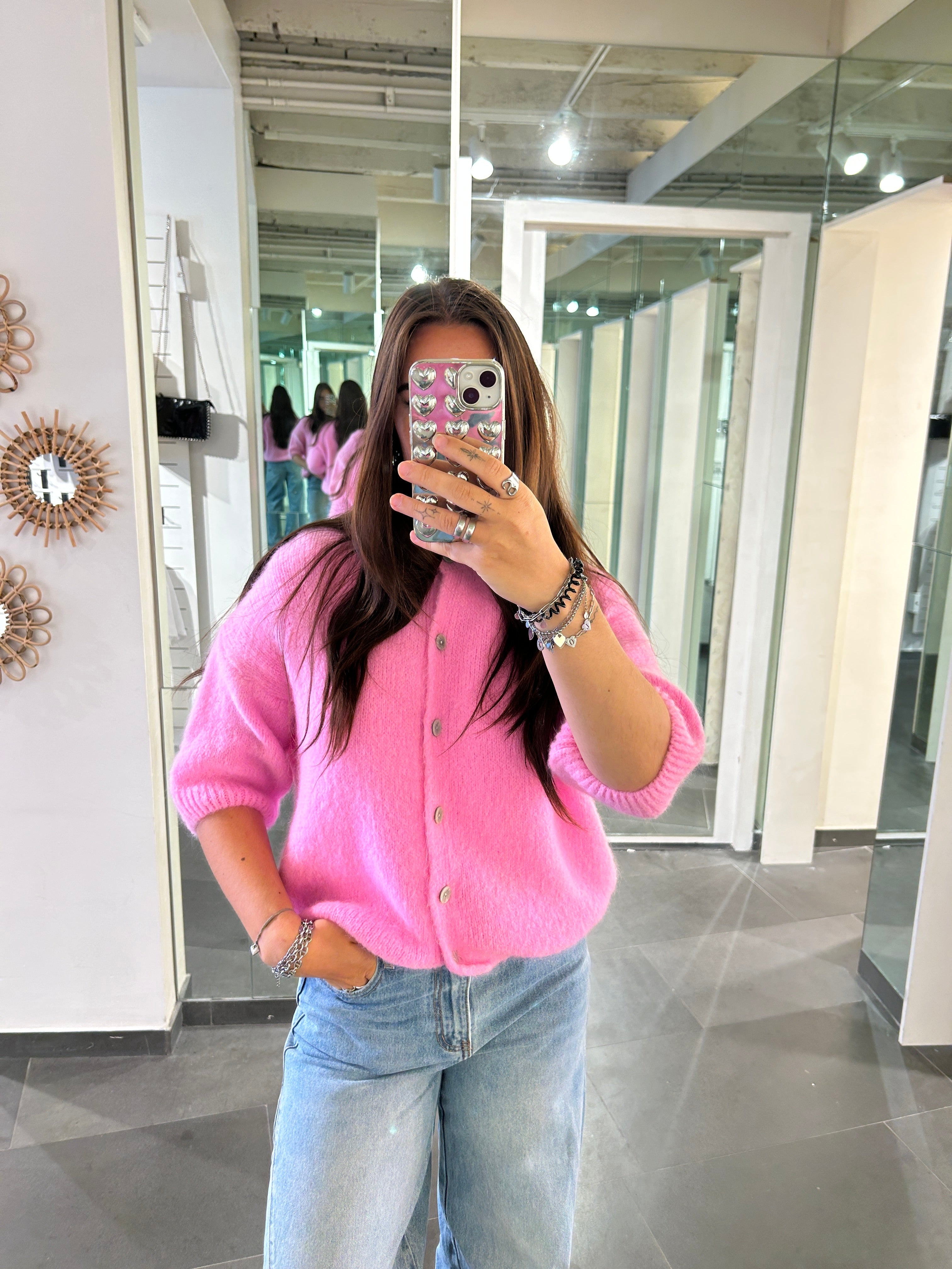 Short Sleeve Cardigan Pink - My Favourites