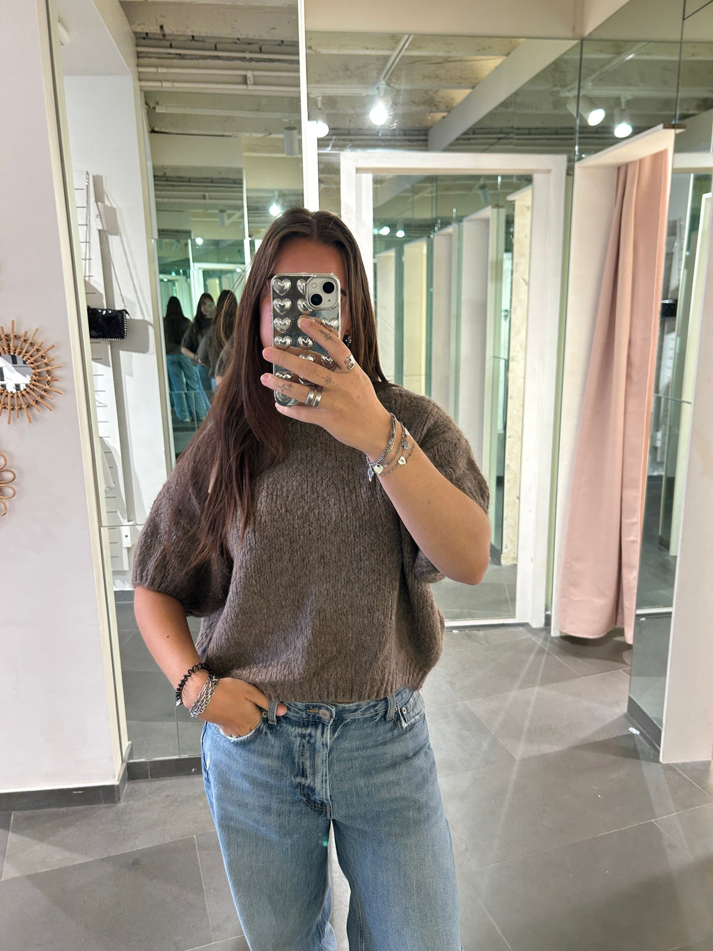 Short Sleeve Knit Sweater Brown - My Favourites