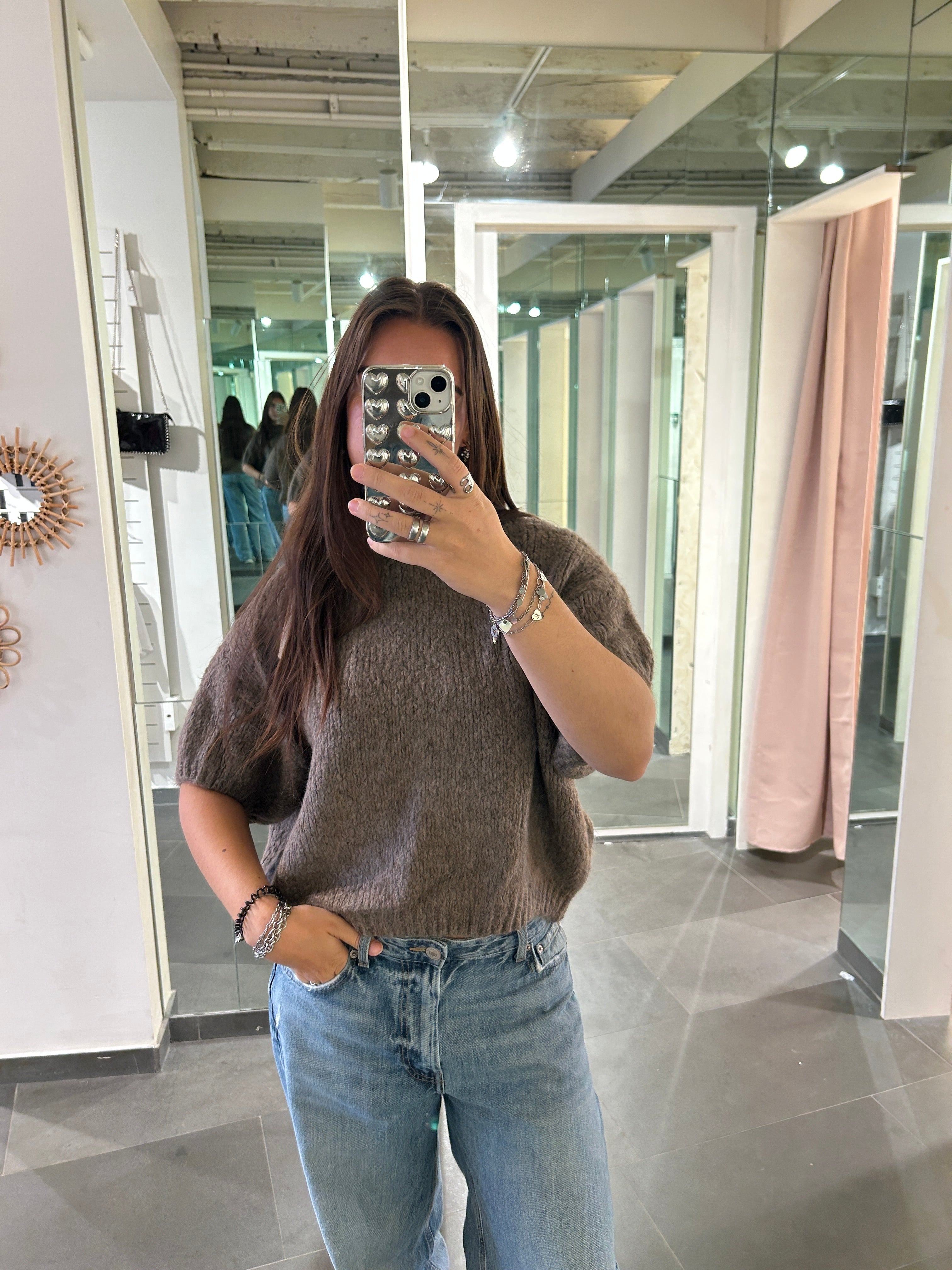 Short Sleeve Knit Sweater Brown - My Favourites