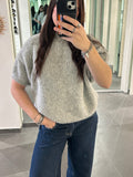 Short Sleeve Knit Sweater Light Grey - My Favourites