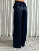 Silky Satin Pants Navy - 