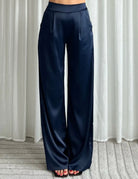 Silky Satin Pants Navy - 