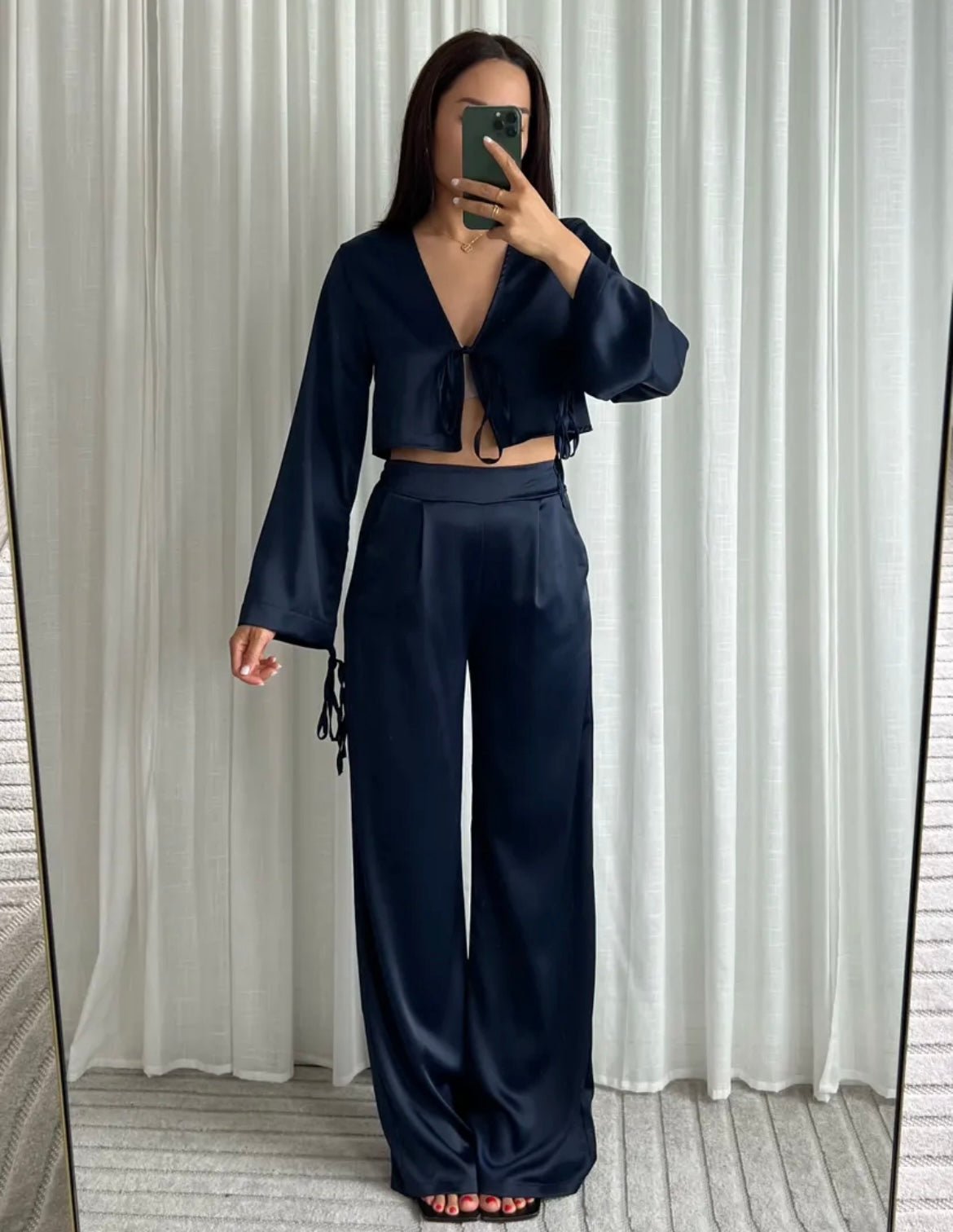 Silky Satin Set Navy - 