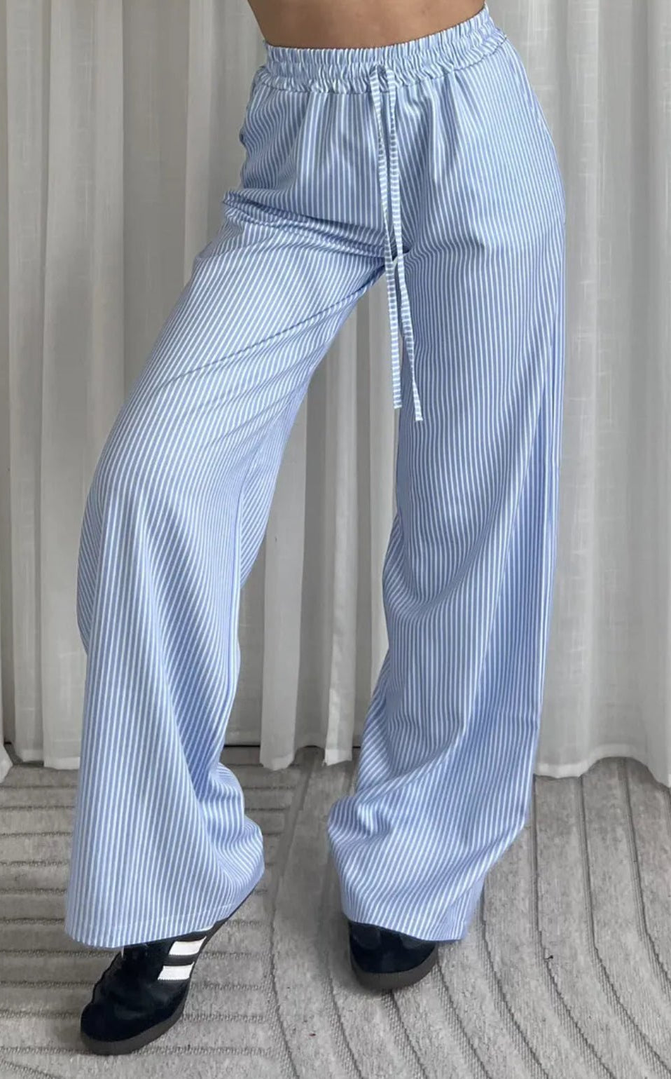 Striped Flowy Pants Blue -
