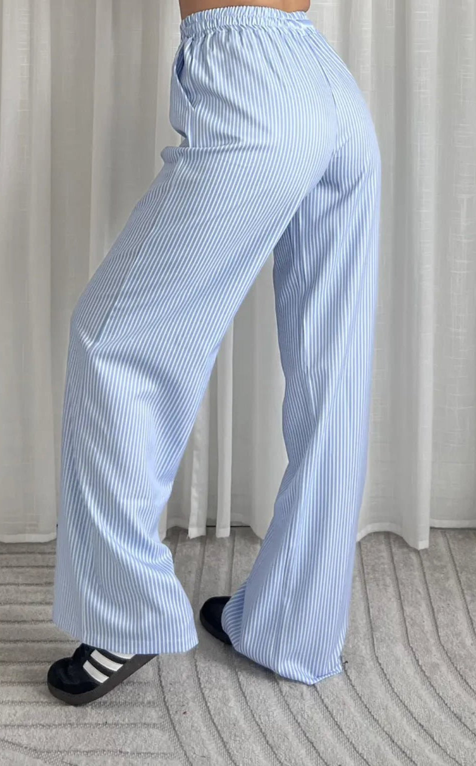 Striped Flowy Pants Blue -