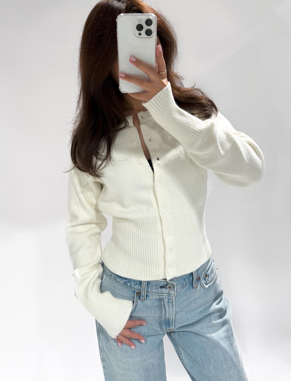 Zoey Button Up Cardigan White - My Favourites