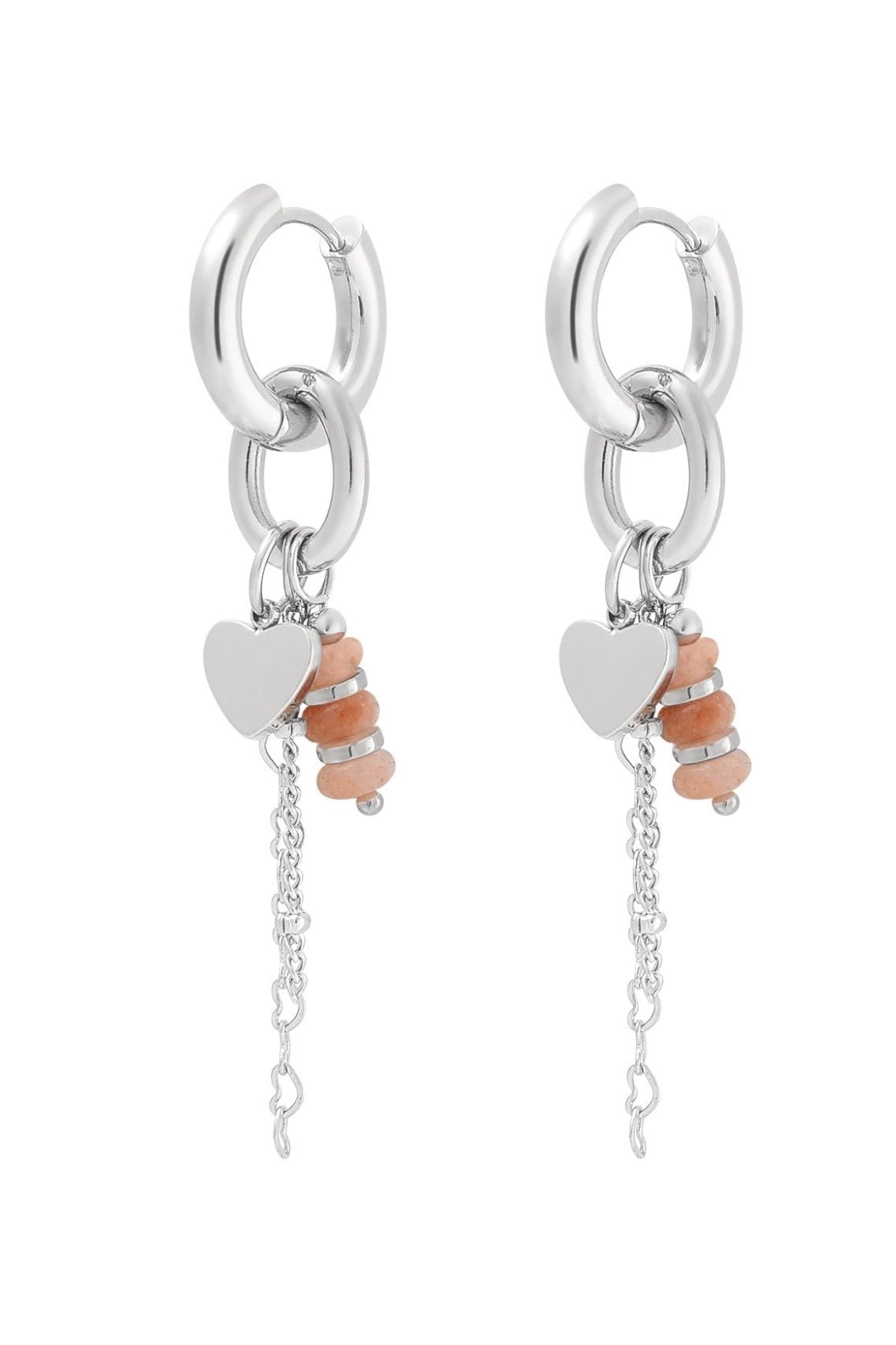 Chain heart charm oorbellen -