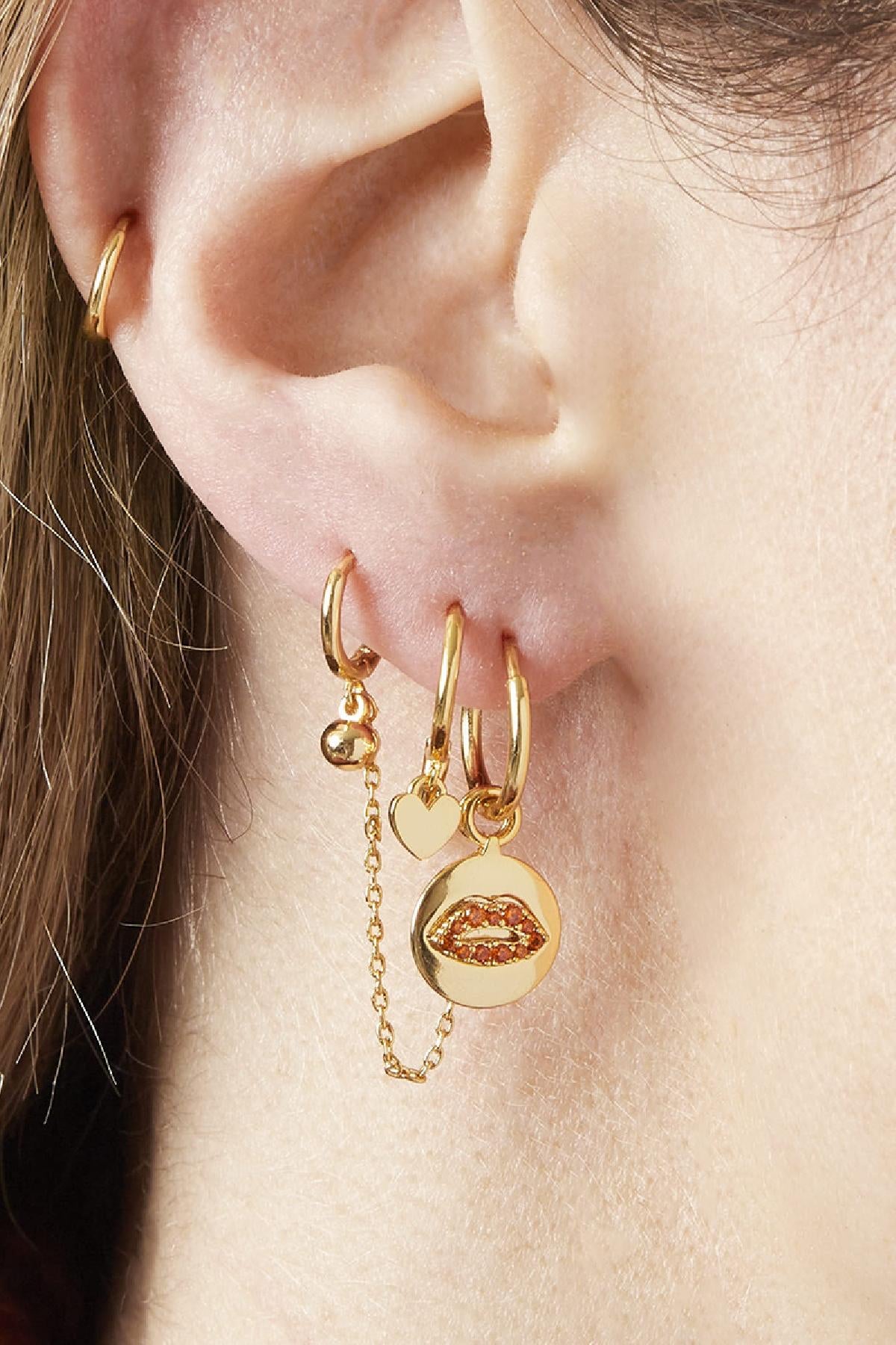 Earrings set lips and love -