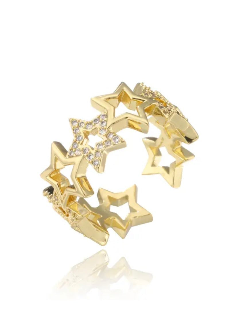 Open star sparkle ring -
