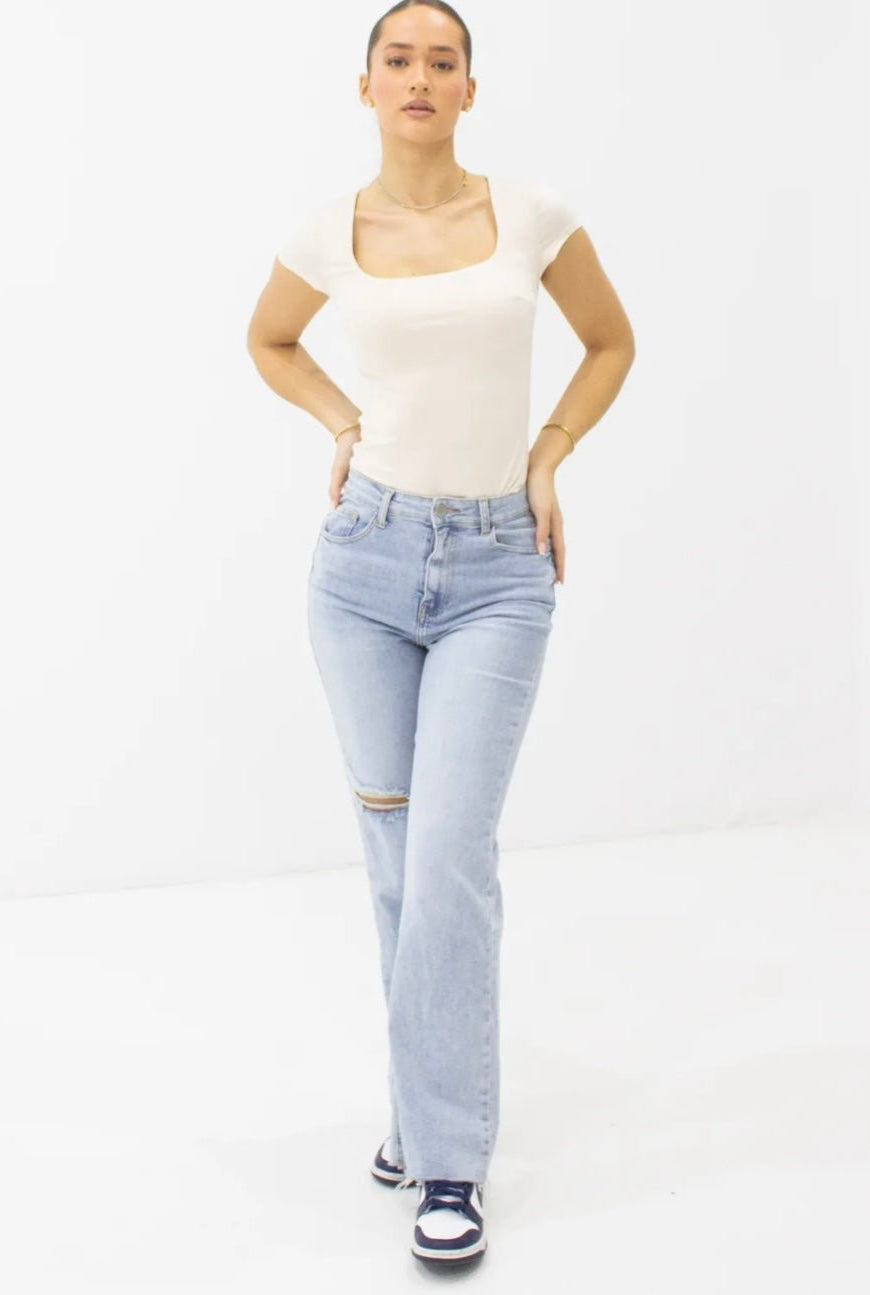 Ripped Wide Leg Jeans -