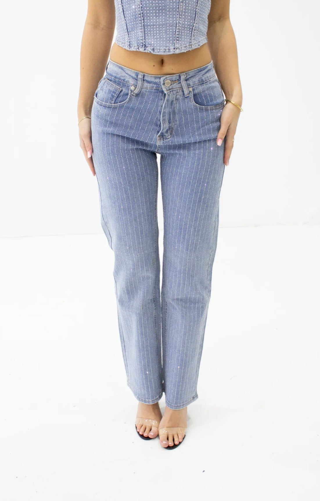 Sparkle straight leg jeans -